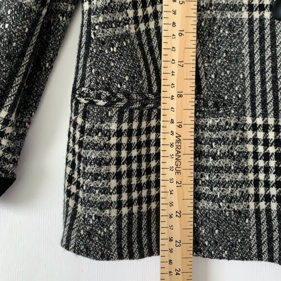 Vintage Lutz Teutloff Wool Glen Check Plaid Black White Blazer Jacket Academia - Picture 7 of 15